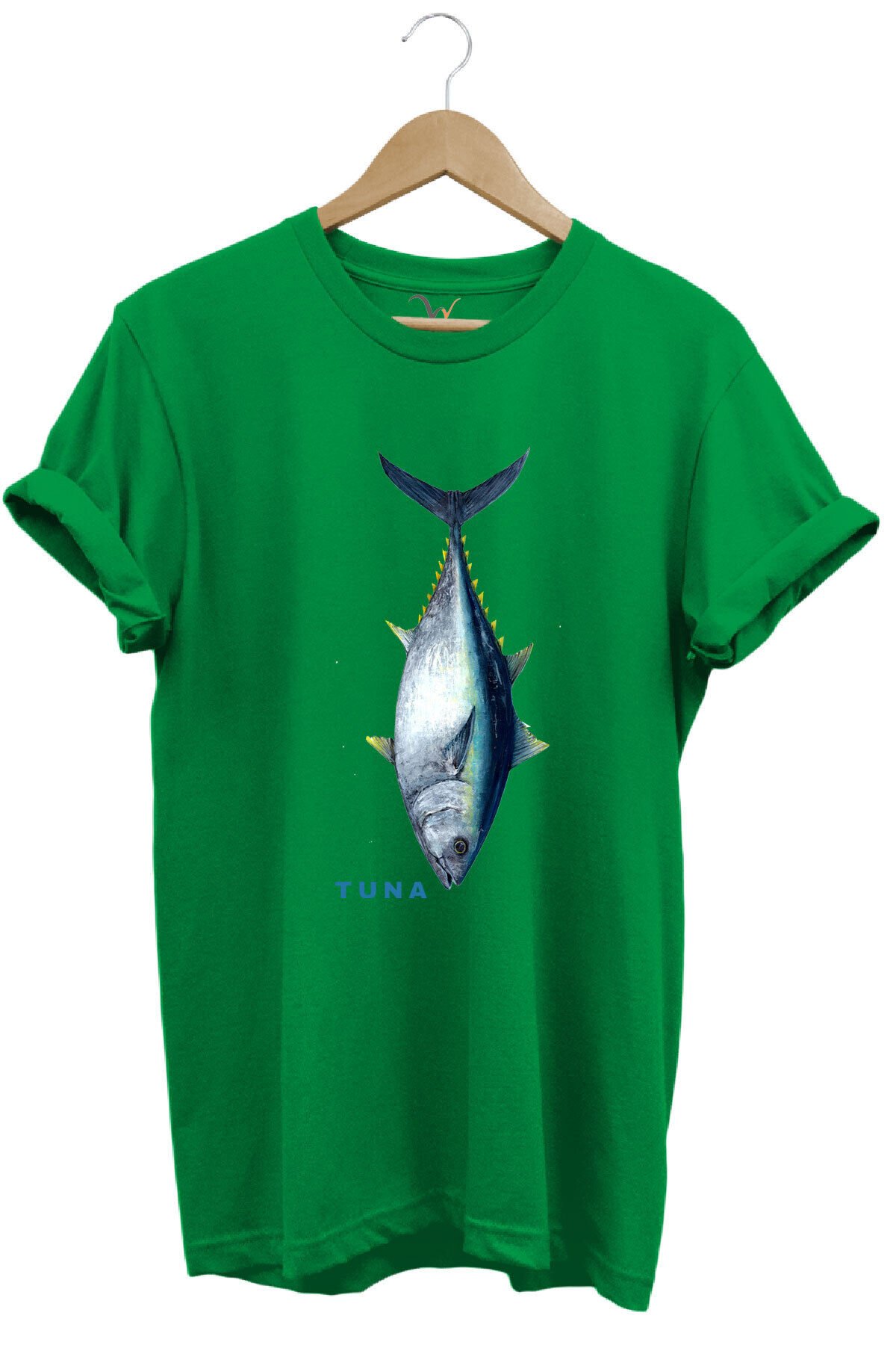 Fishing Balıkçılık Tuna Balığı Tasarım Baskılı %100 Pamuk Regular Fit Unisex T-Shirt Yeşil - 2XL