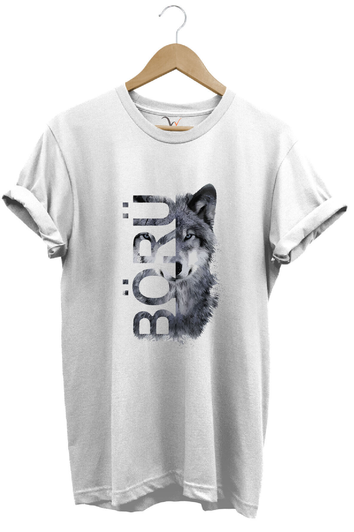 TÜRKİYE Bozkurt Börü Yazısı ve Kurt Baskılı %100 Pamuk Regular Fit Bisiklet Yaka Premium T-Shirt Beyaz - XL