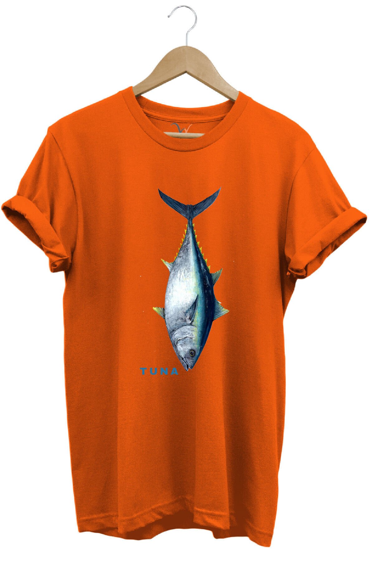 Fishing Balıkçılık Tuna Balığı Tasarım Baskılı %100 Pamuk Regular Fit Unisex T-Shirt Turuncu - M