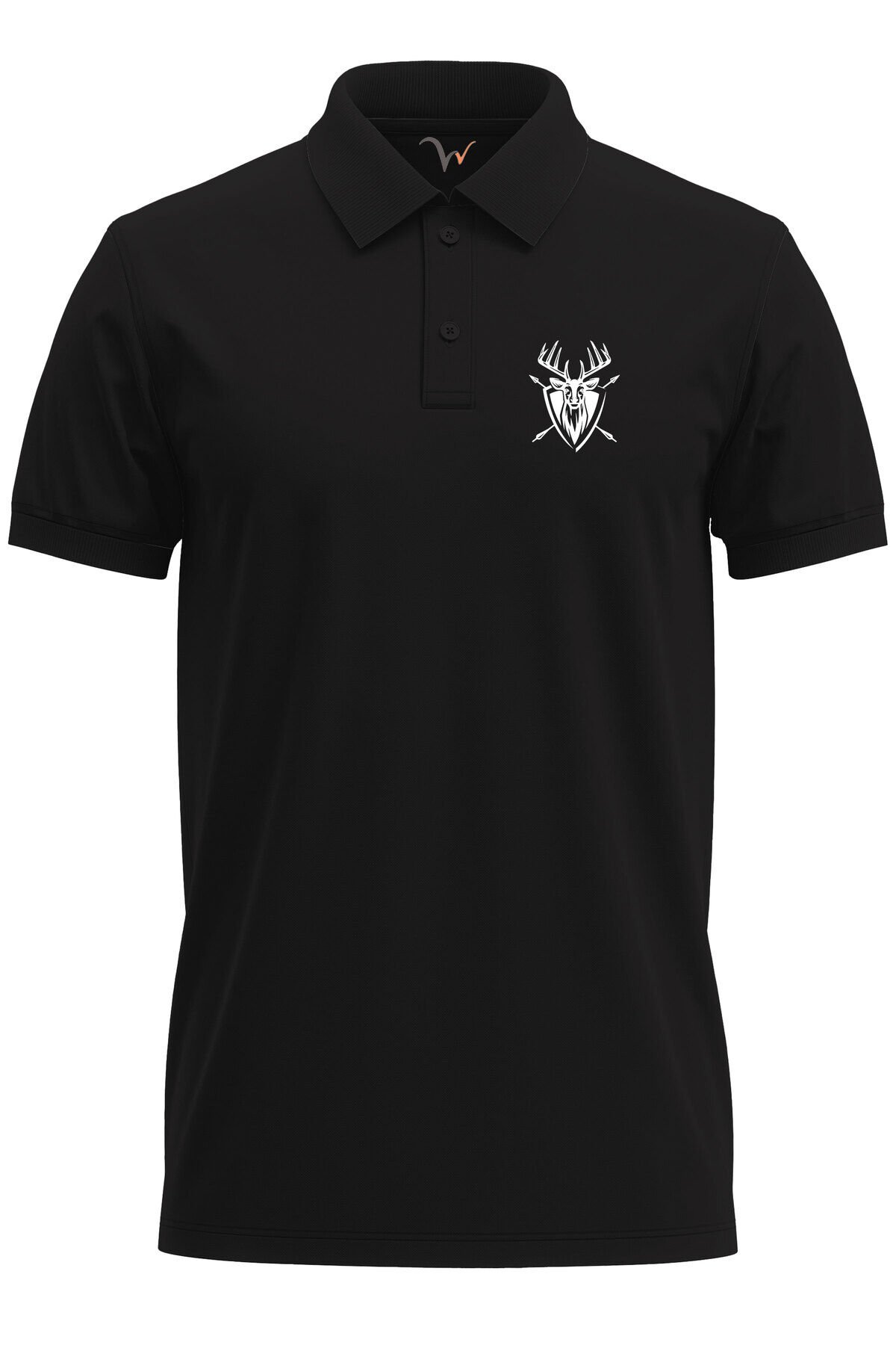 Avcılık Hunting Geyik Avı Baskılı Yaban Hayatı Vahşi Yaşam Regular Fit Polo Yaka Siyah T-shirt Siyah - M