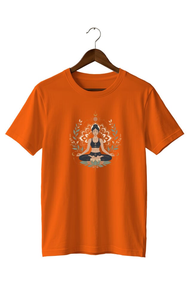 Yoga Meditasyon Lotus Mandala Baskılı Unisex Regular Fit Tişört