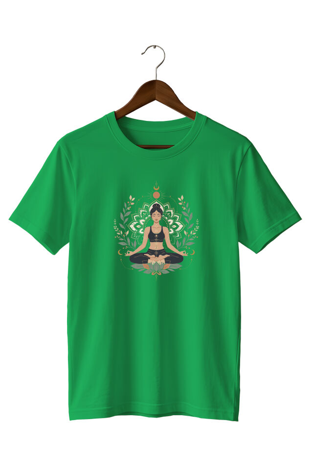 Yoga Meditasyon Lotus Mandala Baskılı Unisex Regular Fit Tişört