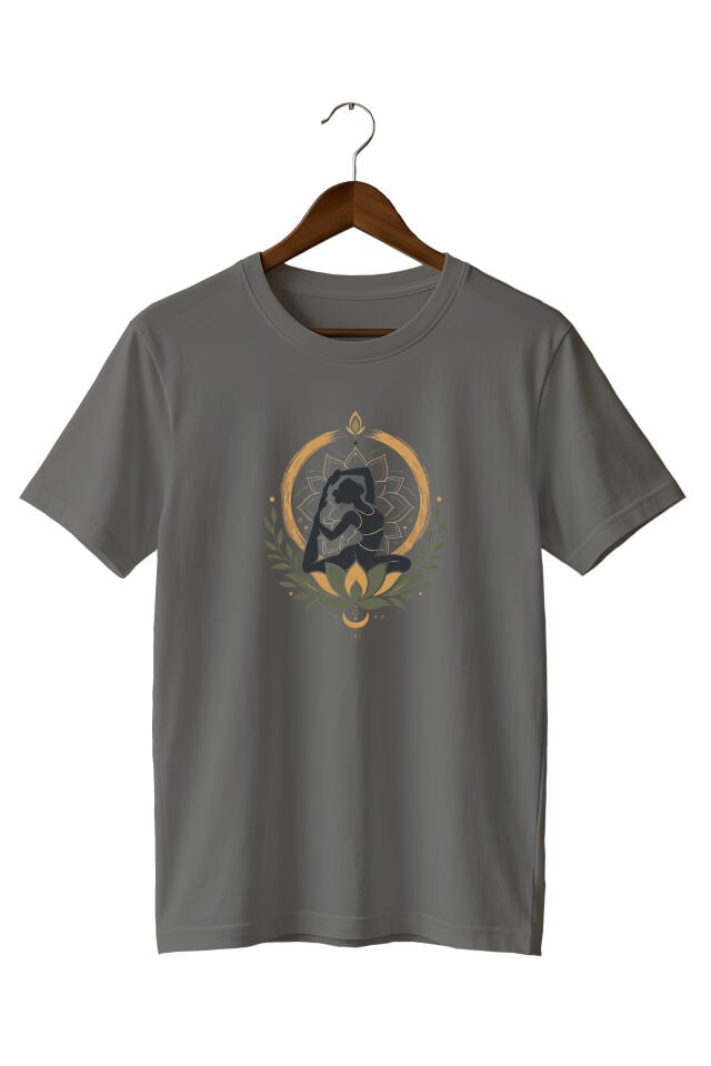 Yoga Meditasyon Lotus Mandala Baskılı Unisex Regular Fit Tişört