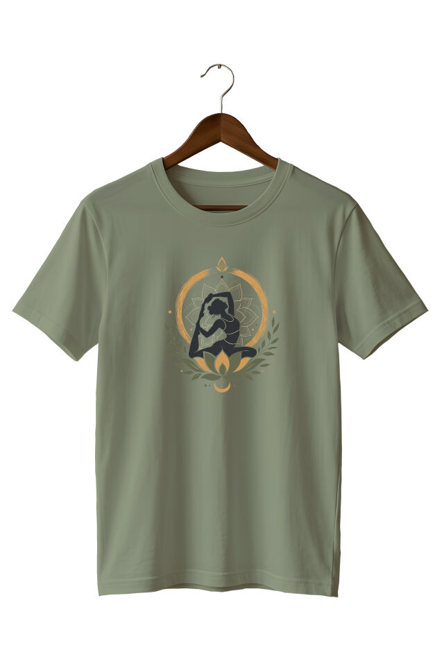 Yoga Meditasyon Lotus Mandala Baskılı Unisex Regular Fit Tişört