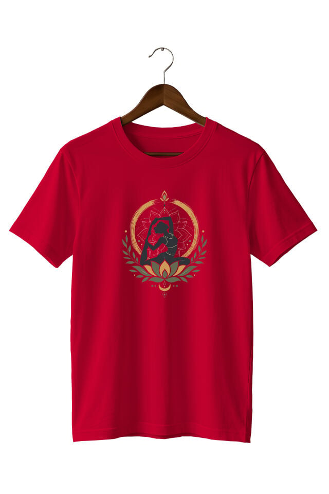Yoga Meditasyon Lotus Mandala Baskılı Unisex Regular Fit Tişört