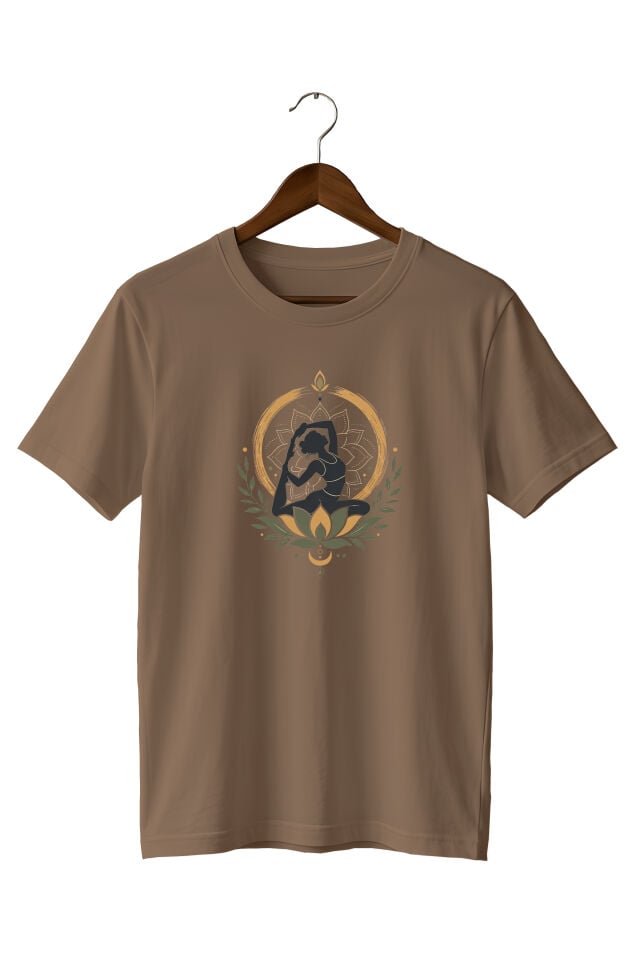Yoga Meditasyon Lotus Mandala Baskılı Unisex Regular Fit Tişört