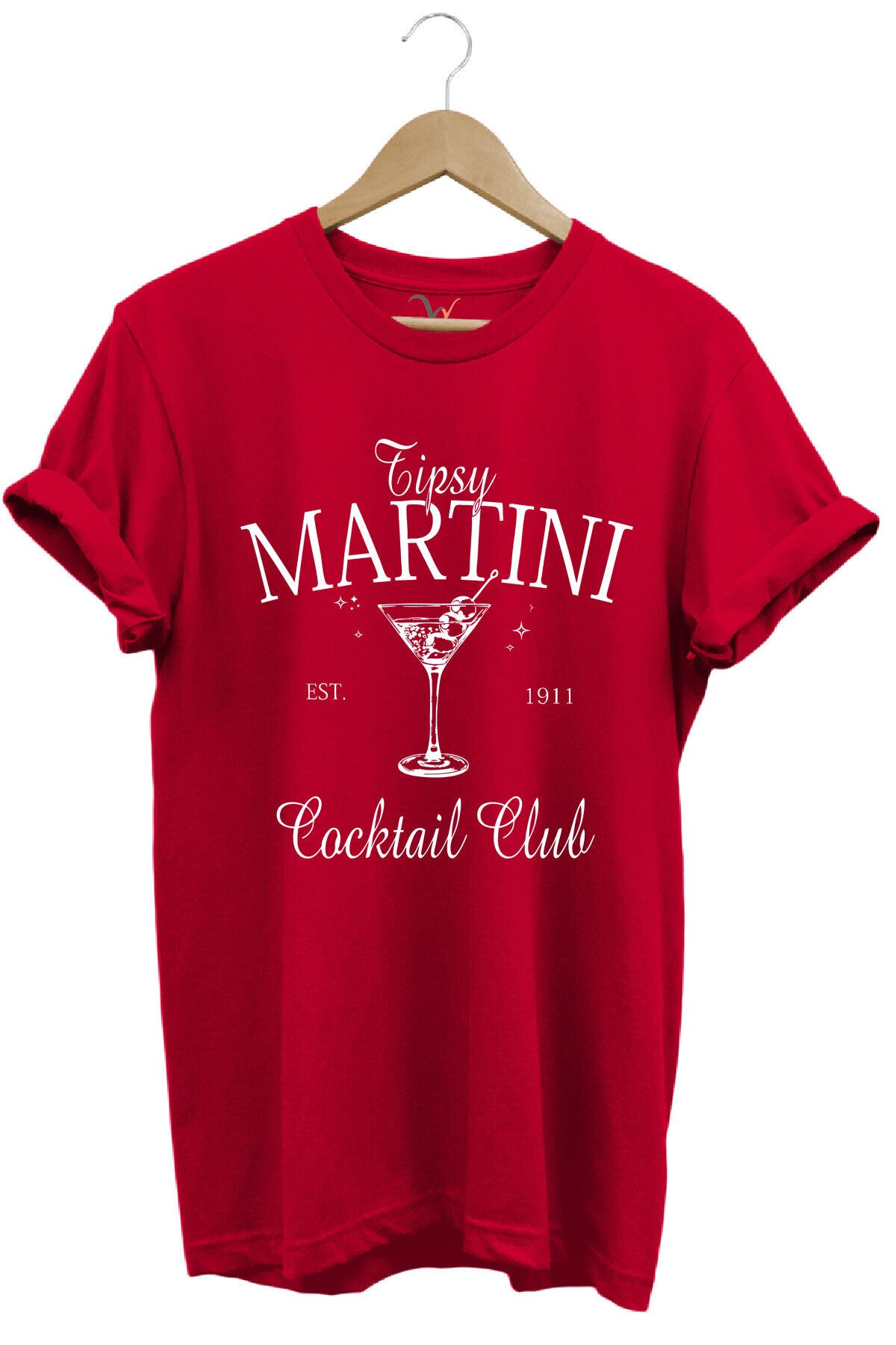 Tipsy Martini Cocktail Club Tasarım Baskılı Old Money Y2k %100 Pamuk Regular Fit Premium T-Shirt Kırmızı - L
