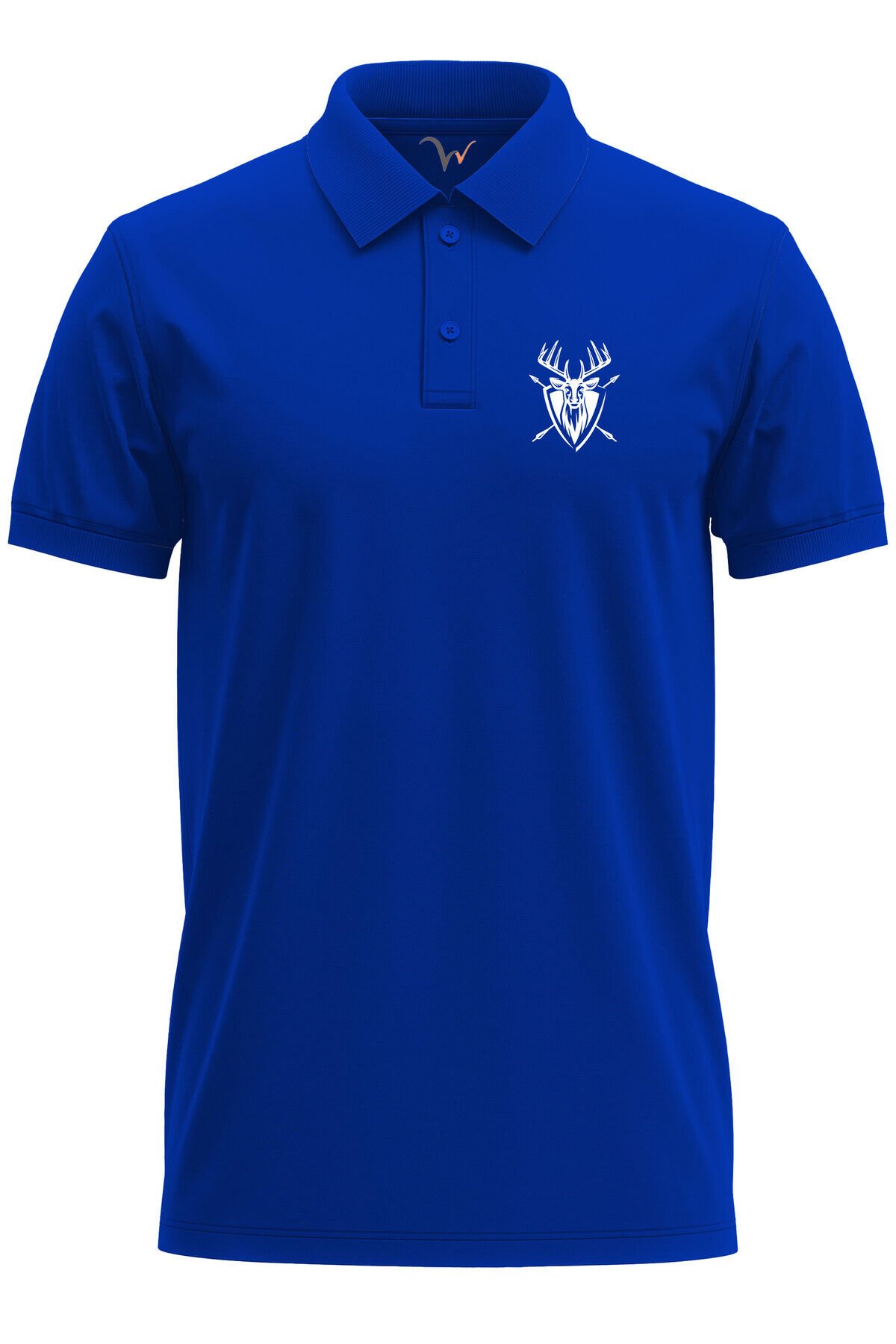 Avcılık Hunting Geyik Avı Baskılı Yaban Hayatı Vahşi Yaşam Regular Fit Polo Yaka Siyah T-shirt Mavi - 3XL