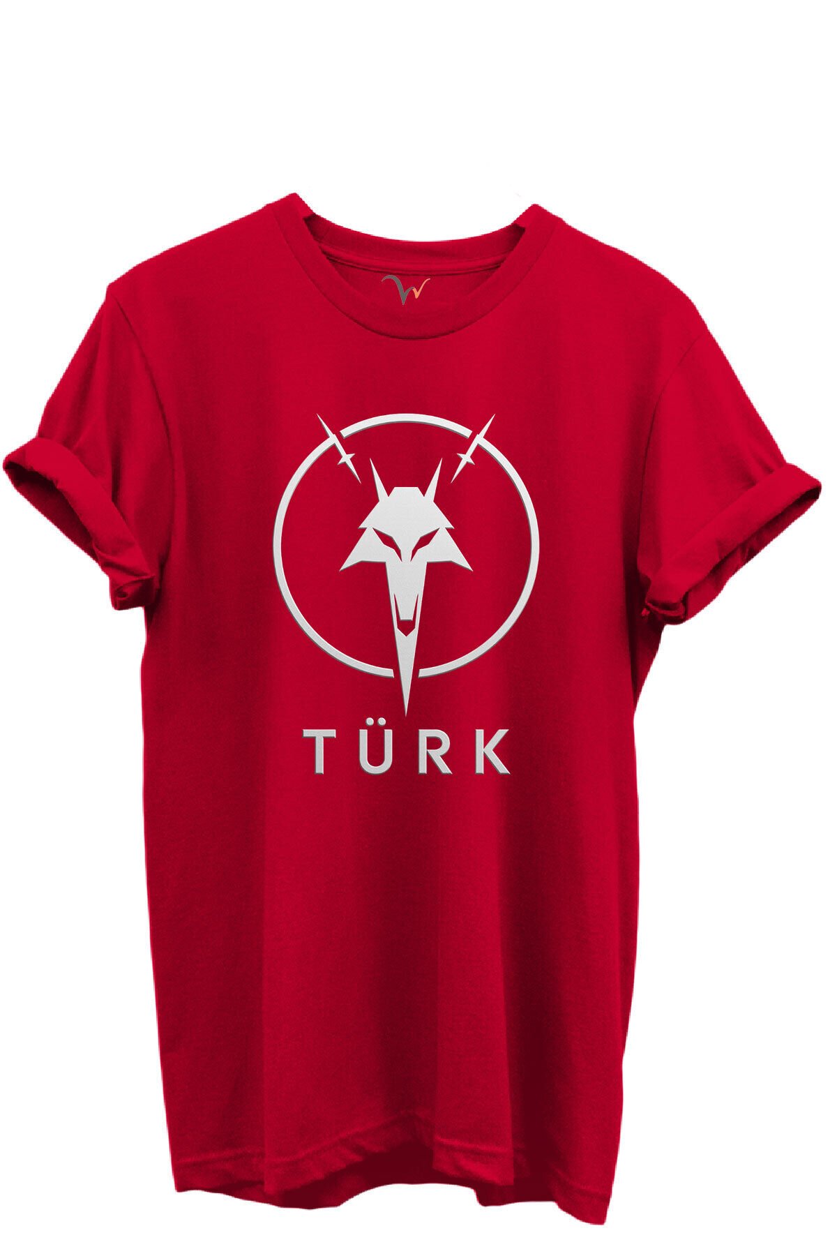 KURT ve TÜRK Özel Koleksiyon Serisi-4 Tasarım Baskılı %100 Pamuk T-shirt Kırmızı - 3XL