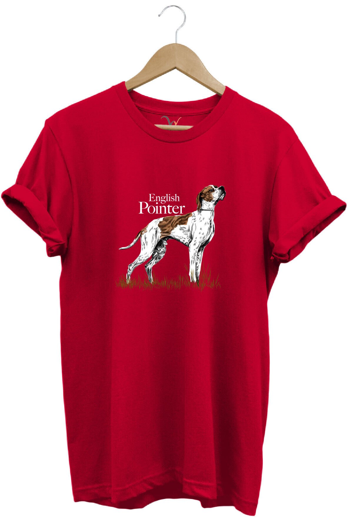 Hunting Avcılık English Pointer Av Köpeği Baskılı %100 Pamuk Regular Fit Unisex T-Shirt Kırmızı - M
