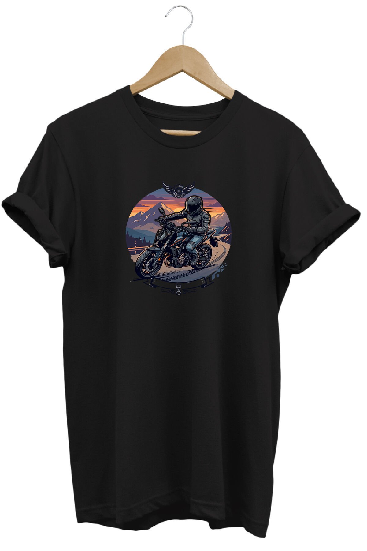 Motorsiklet Baskılı Erkek Tişört Vintage Retro Tasarım Grafik Baskı Bisiklet Yaka Siyah - 2XL