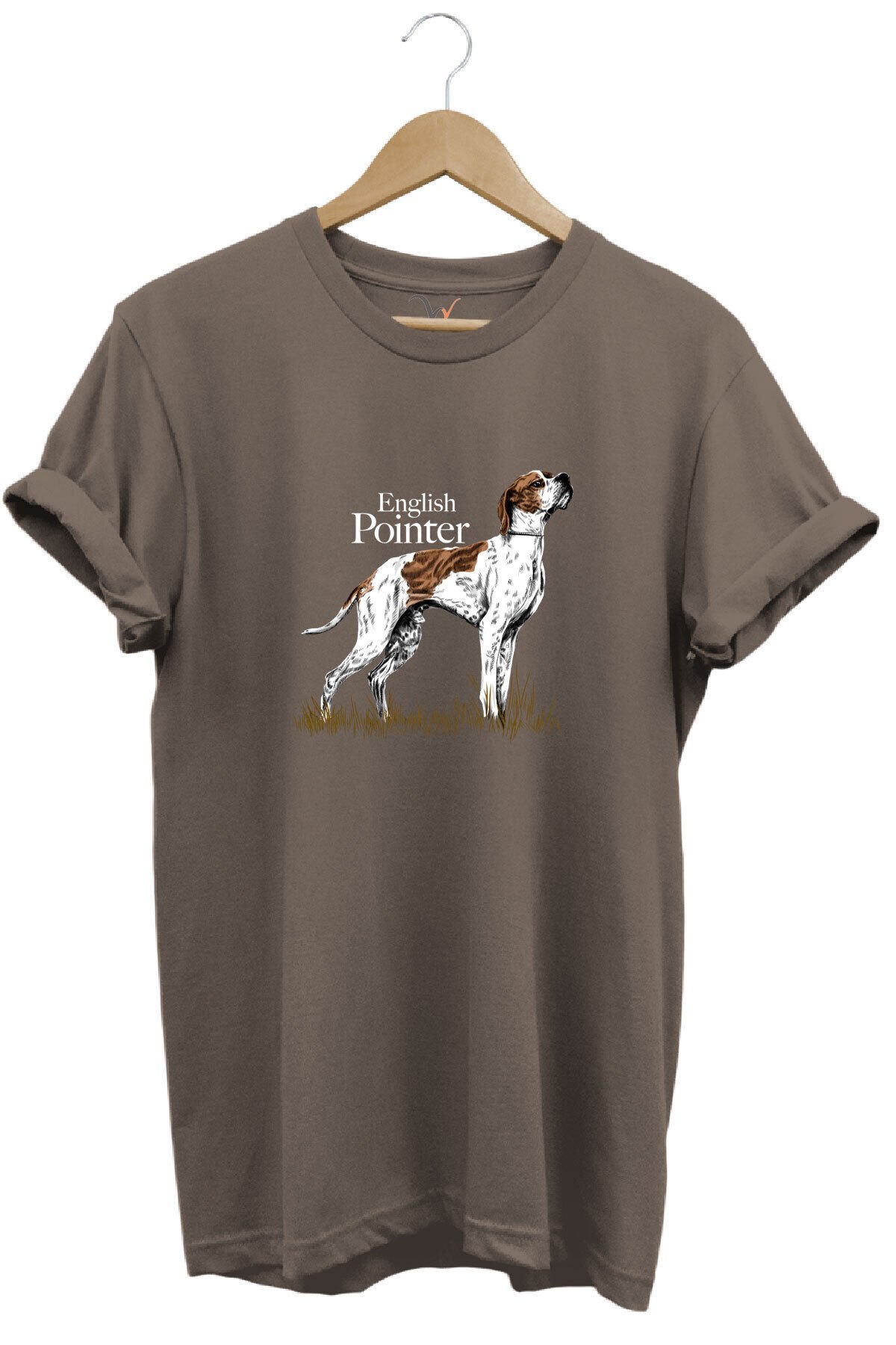 Hunting Avcılık English Pointer Av Köpeği Baskılı %100 Pamuk Regular Fit Unisex T-Shirt Kahverengi - M