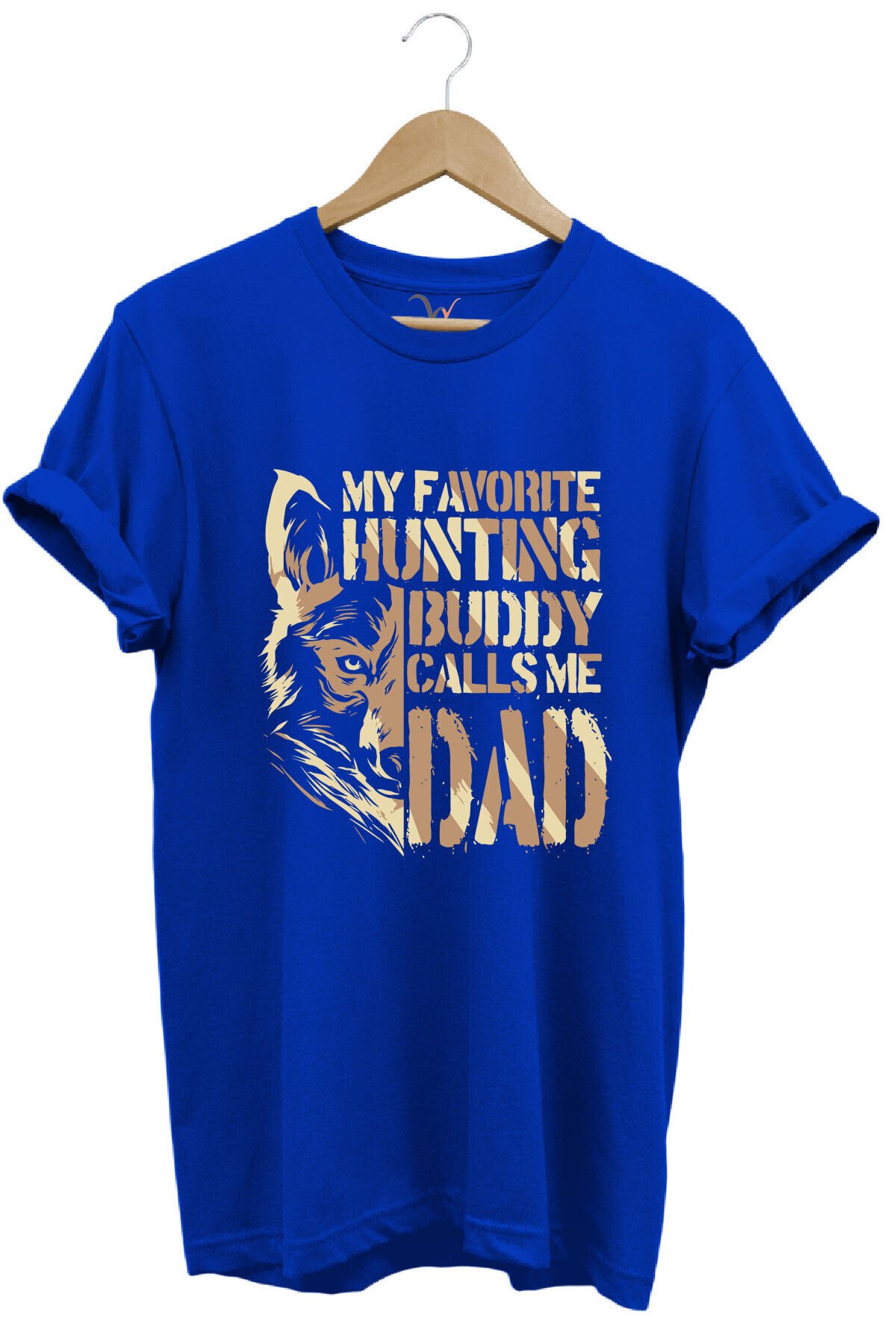 Hunting Avcılık Kurt Poster Baskılı %100 Pamuk Regular Fit Bisiklet Yaka Mavi T-shirt Mavi - 3XL