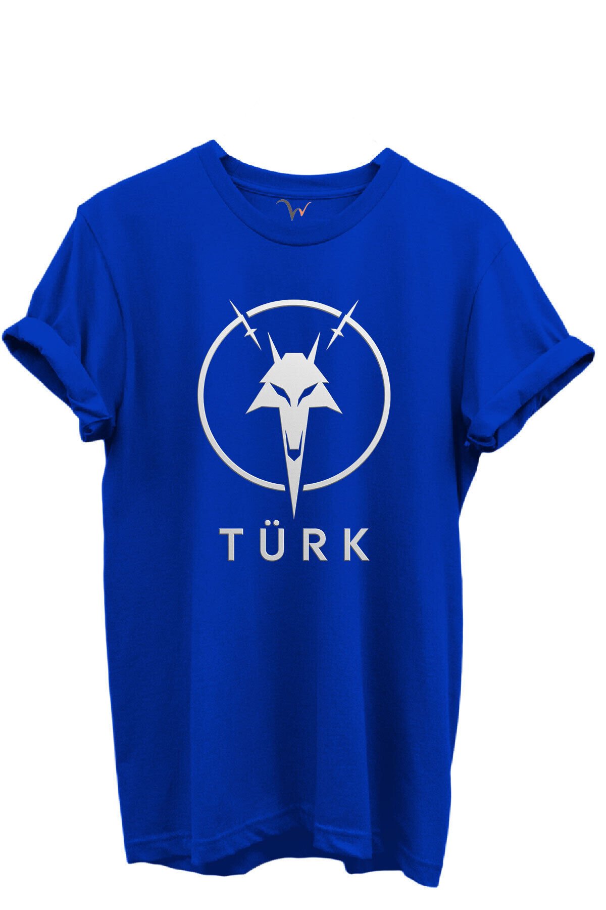 KURT ve TÜRK Özel Koleksiyon Serisi-4 Tasarım Baskılı %100 Pamuk T-shirt Mavi - S