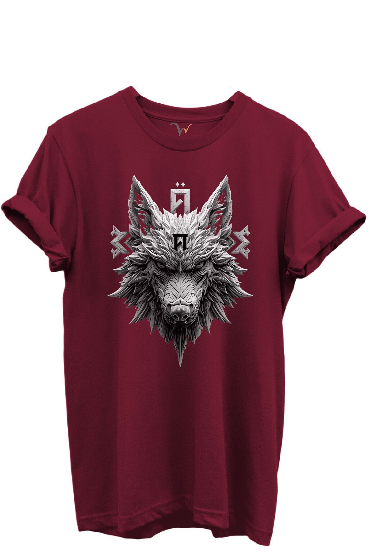 KURT ve TÜRK Özel Koleksiyon Serisi-5 Tasarım Baskılı %100 Pamuk T-shirt Bordo - 3XL