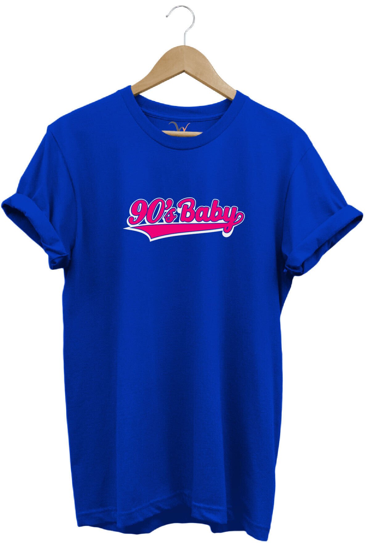 90's Baby 90'lar Çocuğu Baskılı Şık %100 Pamuk Regular Fit Bisiklet Yaka Mavi T-shirt Mavi - M
