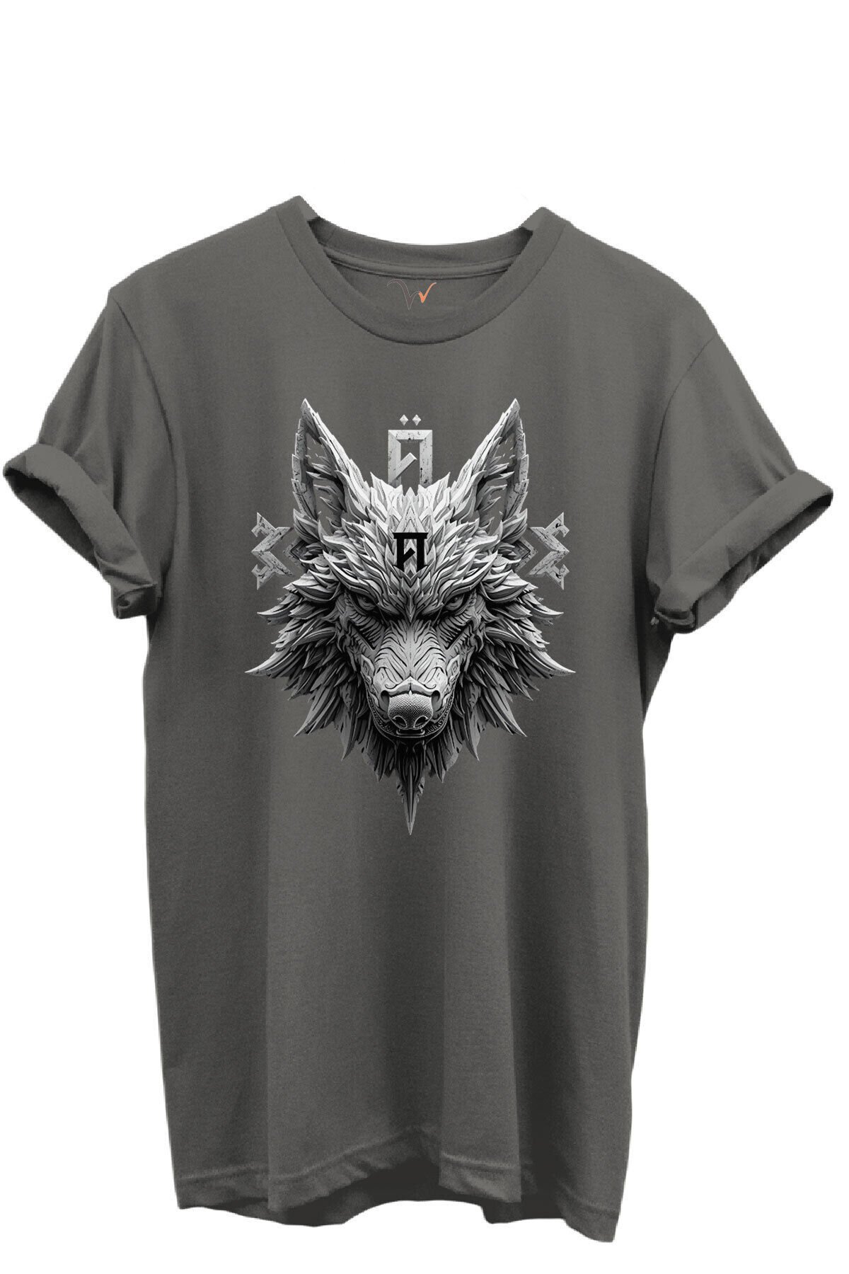 KURT ve TÜRK Özel Koleksiyon Serisi-5 Tasarım Baskılı %100 Pamuk T-shirt Antrasit Gri - 3XL