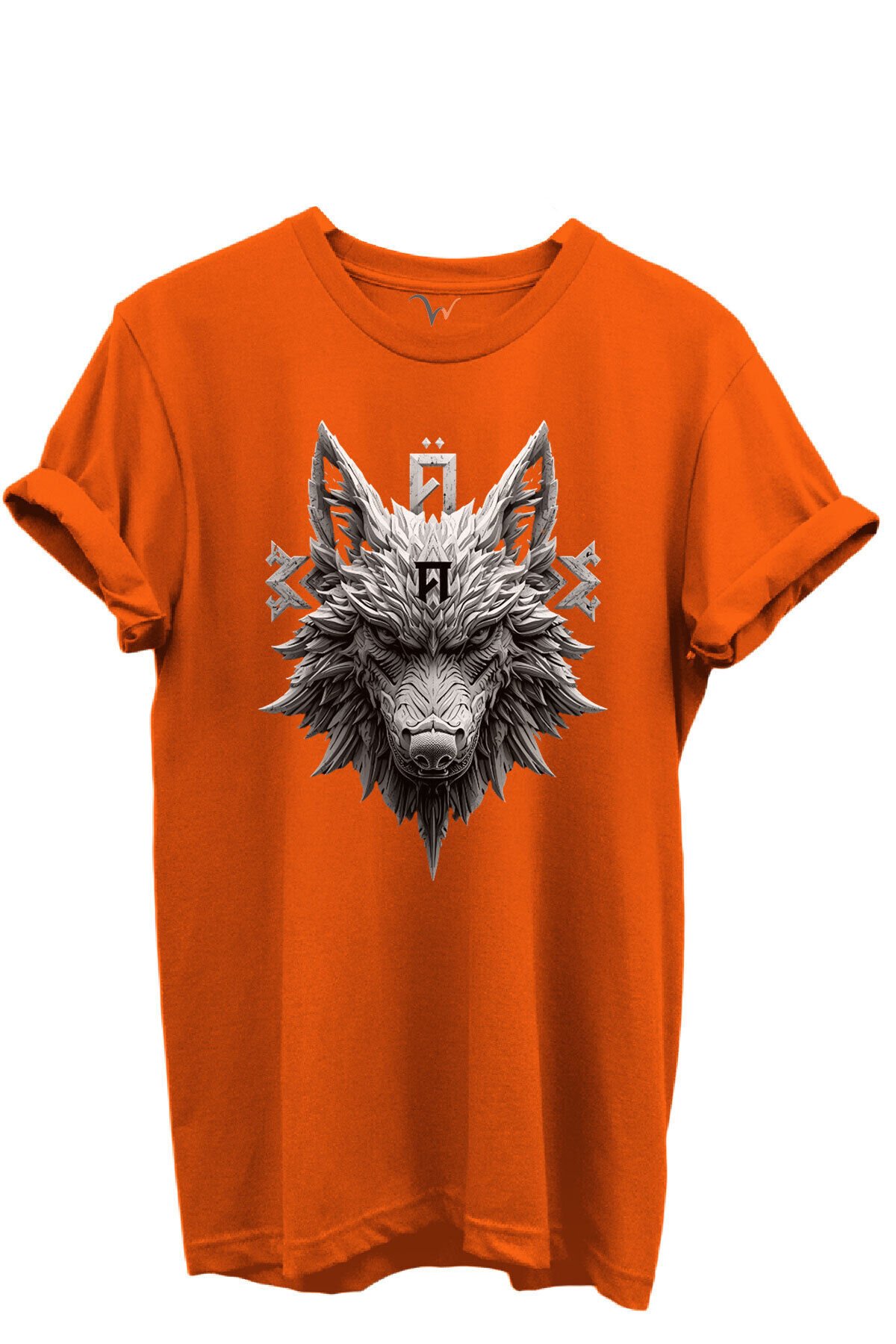 KURT ve TÜRK Özel Koleksiyon Serisi-5 Tasarım Baskılı %100 Pamuk T-shirt Turuncu - 2XL