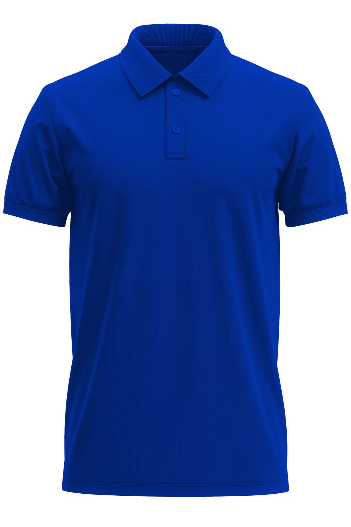 Boğa Baskılı Minimal Şık Tasarım %100 Pamuk Regular Fit Polo Yaka Mavi T-shirt