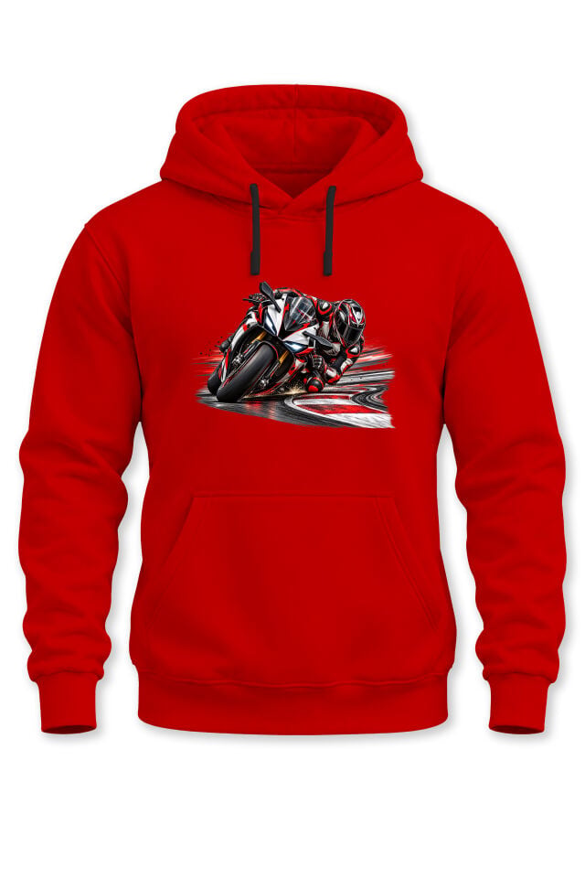 Unisex Sportbike Motosiklet Baskılı Kapüşonlu Sweatshirt Pist Yarışı Rider Tasarım