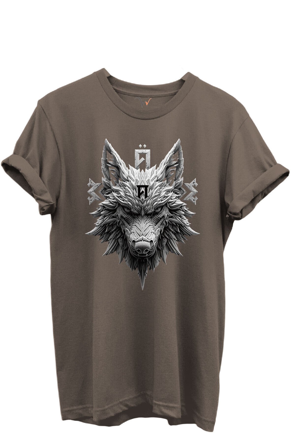 KURT ve TÜRK Özel Koleksiyon Serisi-5 Tasarım Baskılı %100 Pamuk T-shirt Kahverengi - L