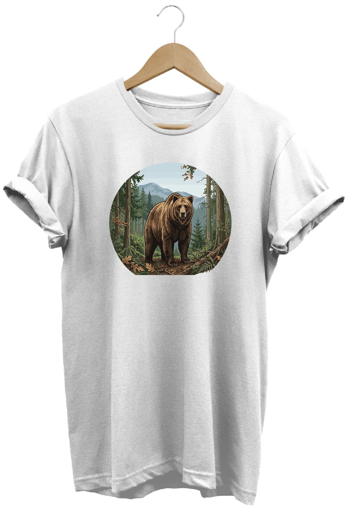 Huntwear Vahşi Bozayı Baskılı Doğa Tişörtü Outdoor Kamp Giyimi