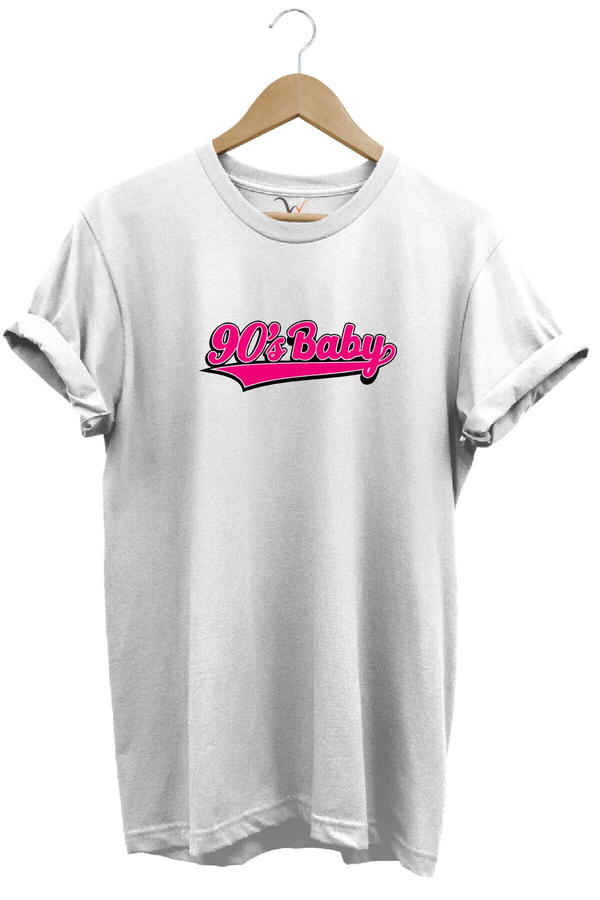 90's Baby 90'lar Çocuğu Baskılı Şık %100 Pamuk Regular Fit Bisiklet Yaka Mavi T-shirt Beyaz - S