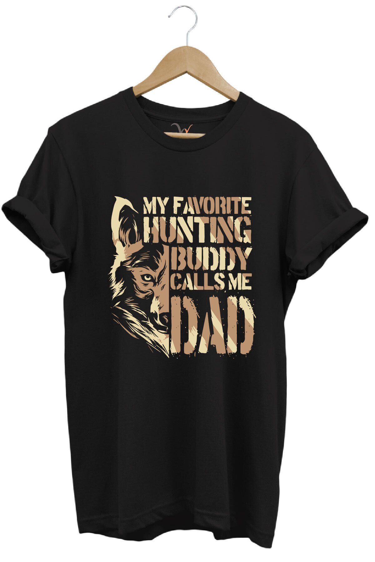 Hunting Avcılık Kurt Poster Baskılı %100 Pamuk Regular Fit Bisiklet Yaka Mavi T-shirt Siyah - 3XL