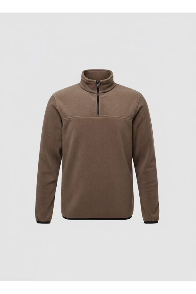 Avcılık Unisex Yarım Fermuar Balıkçı Yaka Outdoor & Günlük Kışlık Polar Sweatshirt