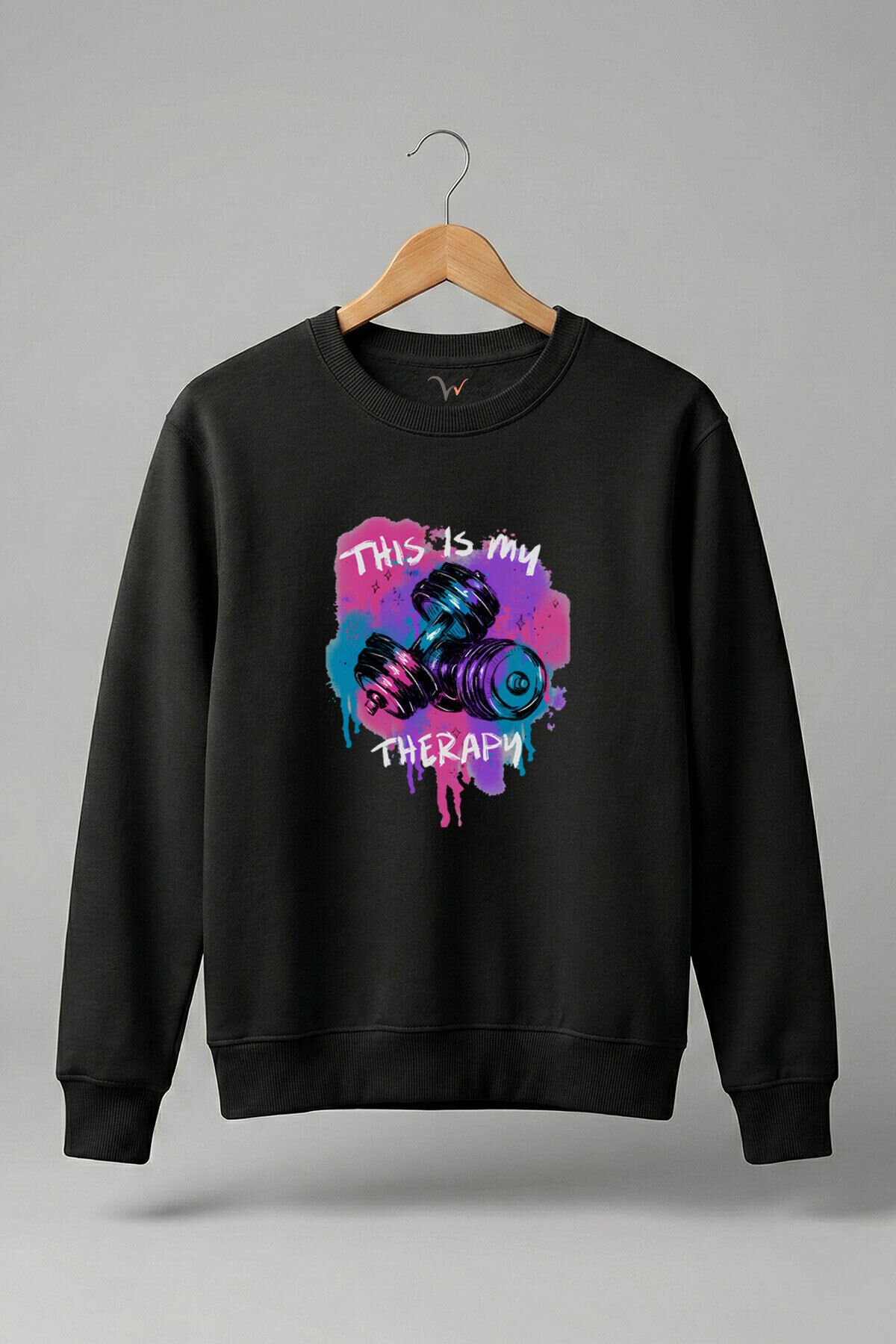 This is my therapy Gym Sporcu Fitness Dambıl %100 Pamuk Regular Fit Bisiklet Yaka 3 İplik Sweatshirt