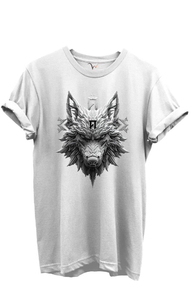 KURT ve TÜRK Özel Koleksiyon Serisi-5 Tasarım Baskılı %100 Pamuk T-shirt Beyaz - 3XL