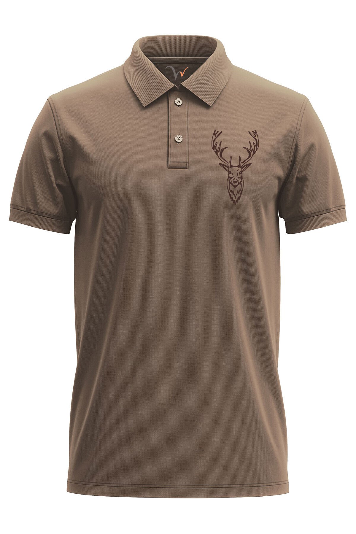 Avcılık Hunter Geyik Avcılığı Tasarım Baskılı %100 Pamuk Regular Fit Turuncu T-shirt Kahverengi - L