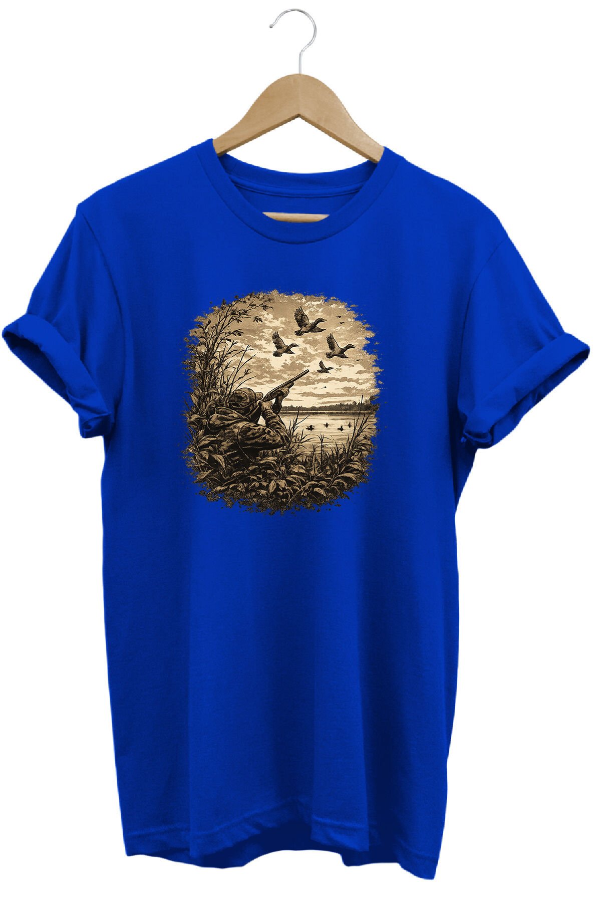 Huntwear Atıcılık ve Arazi Köpeği Baskılı Doğa Tişörtü Outdoor Giyim Saks Mavi - XL