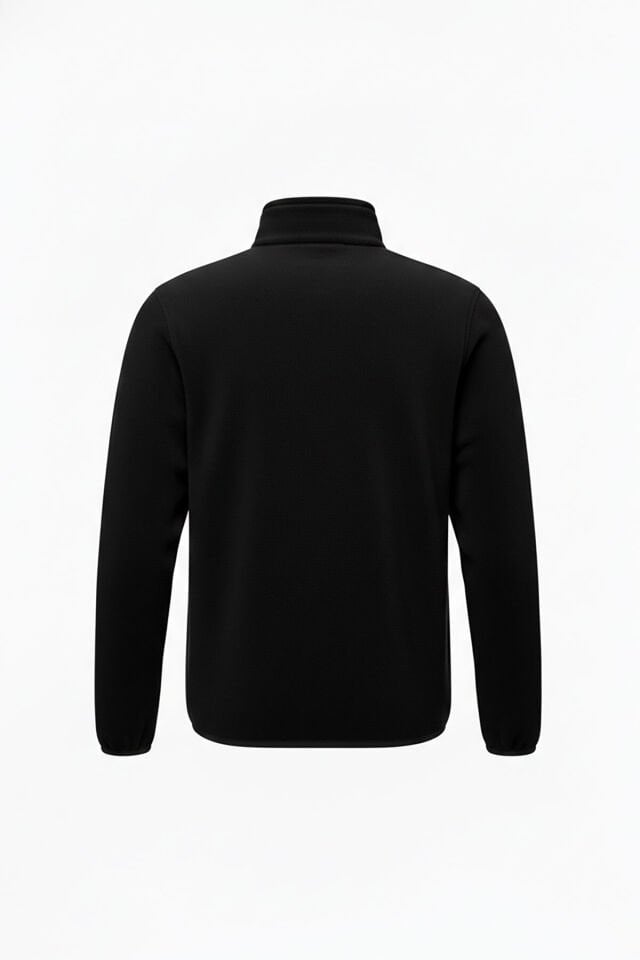 Unisex Yarım Fermuar Balıkçı Yaka Outdoor & Günlük Kışlık Siyah Polar Sweatshirt