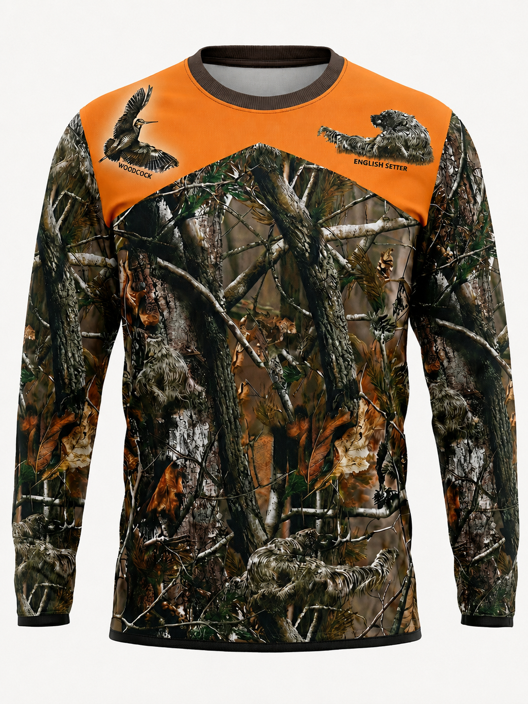 Avcılık Orman Desen Çulluk Setter Baskılı Regular Fit Bisiklet Yaka Uzun Kol Kışlık Sweatshirt