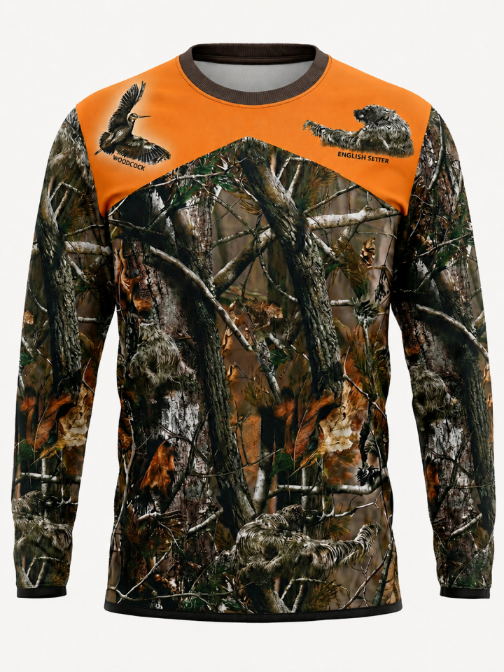 Avcılık Orman Desen Çulluk Setter Baskılı Regular Fit Bisiklet Yaka Uzun Kol Kışlık Sweatshirt