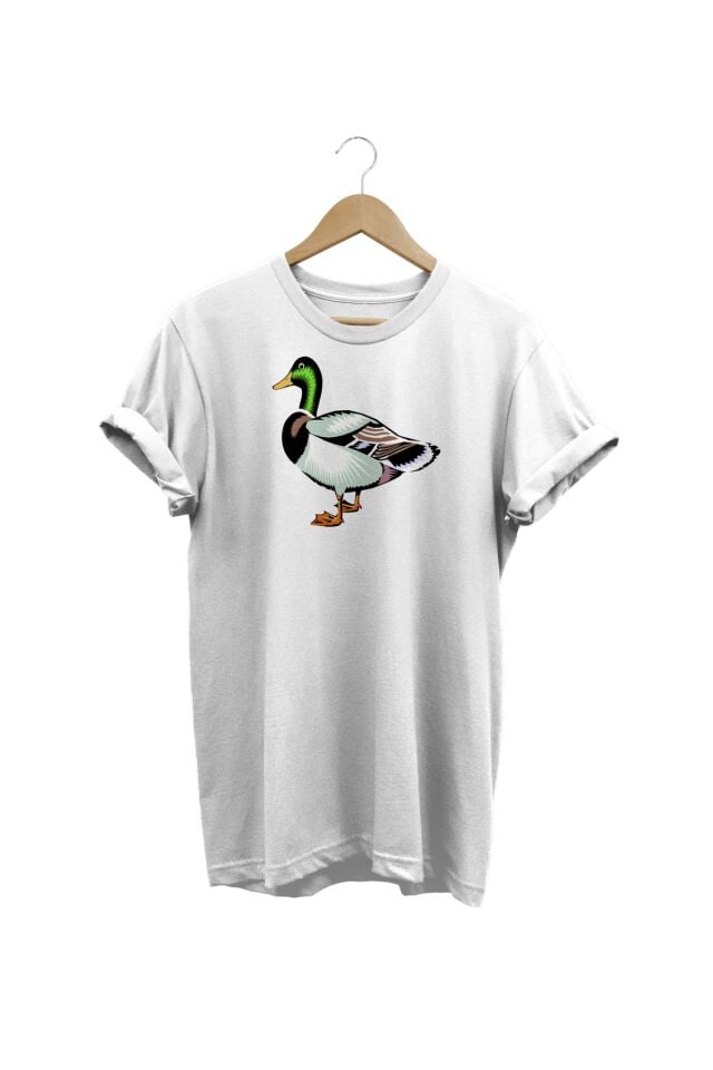 Ördek Baskılı Beyaz T-shirt