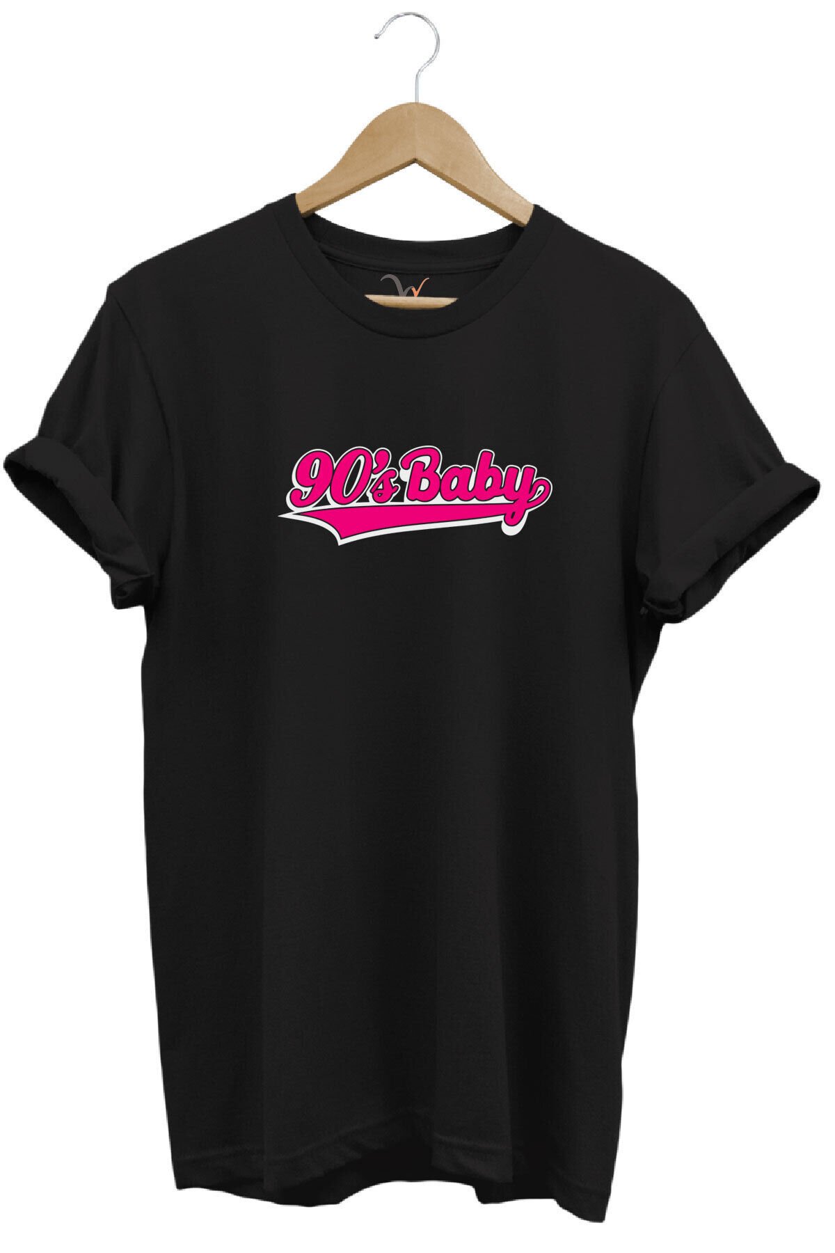 90's Baby 90'lar Çocuğu Baskılı Şık %100 Pamuk Regular Fit Bisiklet Yaka Mavi T-shirt Siyah - XL