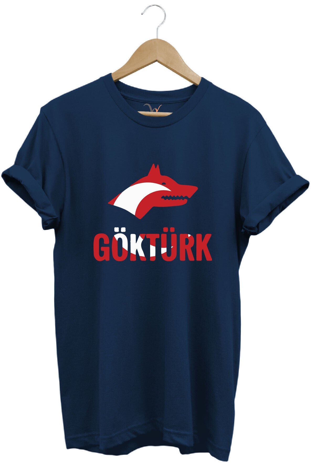 TÜRKİYE TÜRKÇÜ BOZKURT BASKILI AY YILDIZ KIRMIZI BEYAZ KURT VE GÖKTÜRK YAZISI Regular Fit T-Shirt Lacivert - 2XL