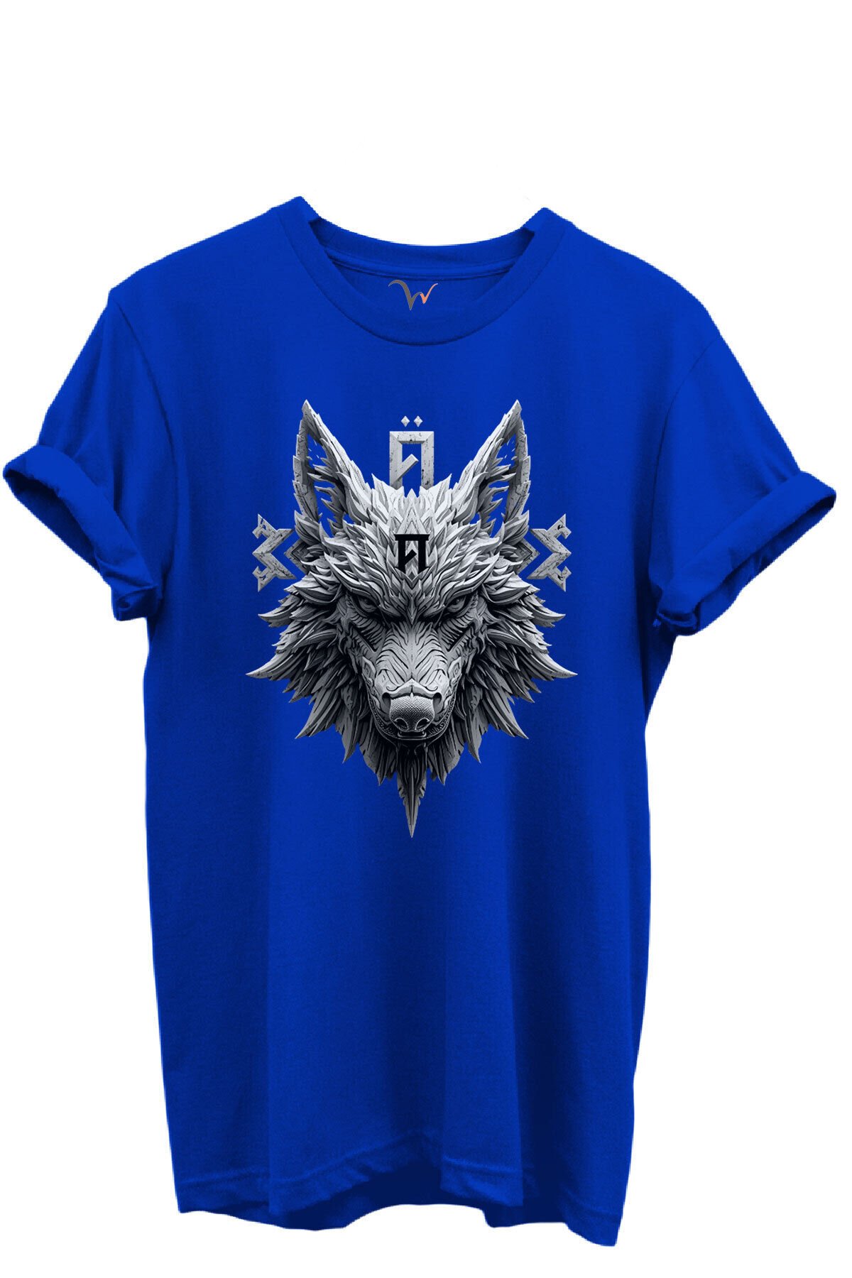 KURT ve TÜRK Özel Koleksiyon Serisi-5 Tasarım Baskılı %100 Pamuk T-shirt Saks Mavi - S