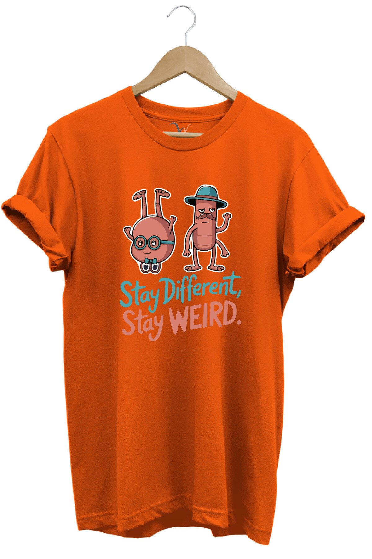 Stay Different Stay Weird Sevimli Şık Tasarım Baskılı %100 Pamuk Bisiklet Yaka Regular Fit T-Shirt