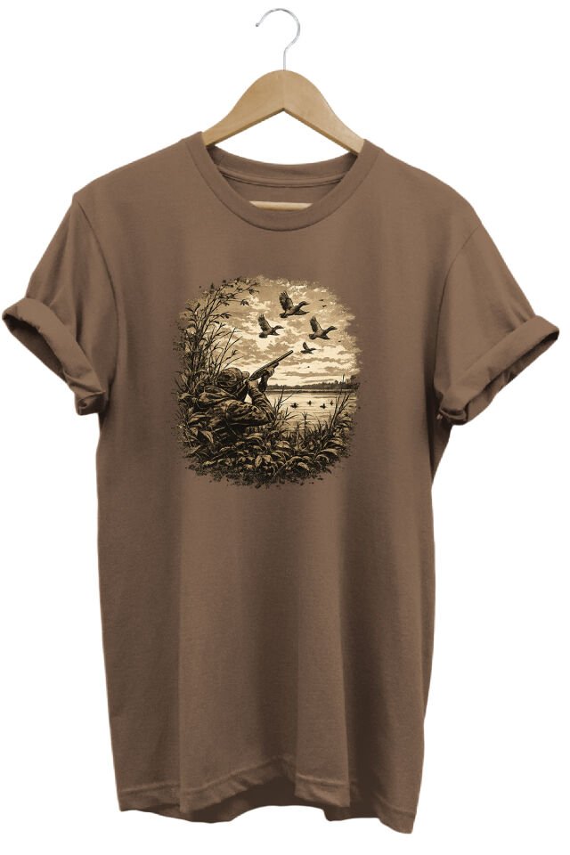 Huntwear Atıcılık ve Arazi Köpeği Baskılı Doğa Tişörtü Outdoor Giyim Açık Kahverengi - L