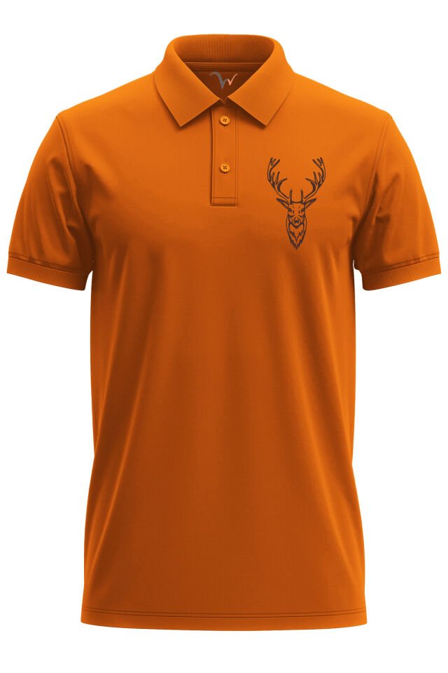 Avcılık Hunter Geyik Avcılığı Tasarım Baskılı %100 Pamuk Regular Fit Turuncu T-shirt Turuncu - S