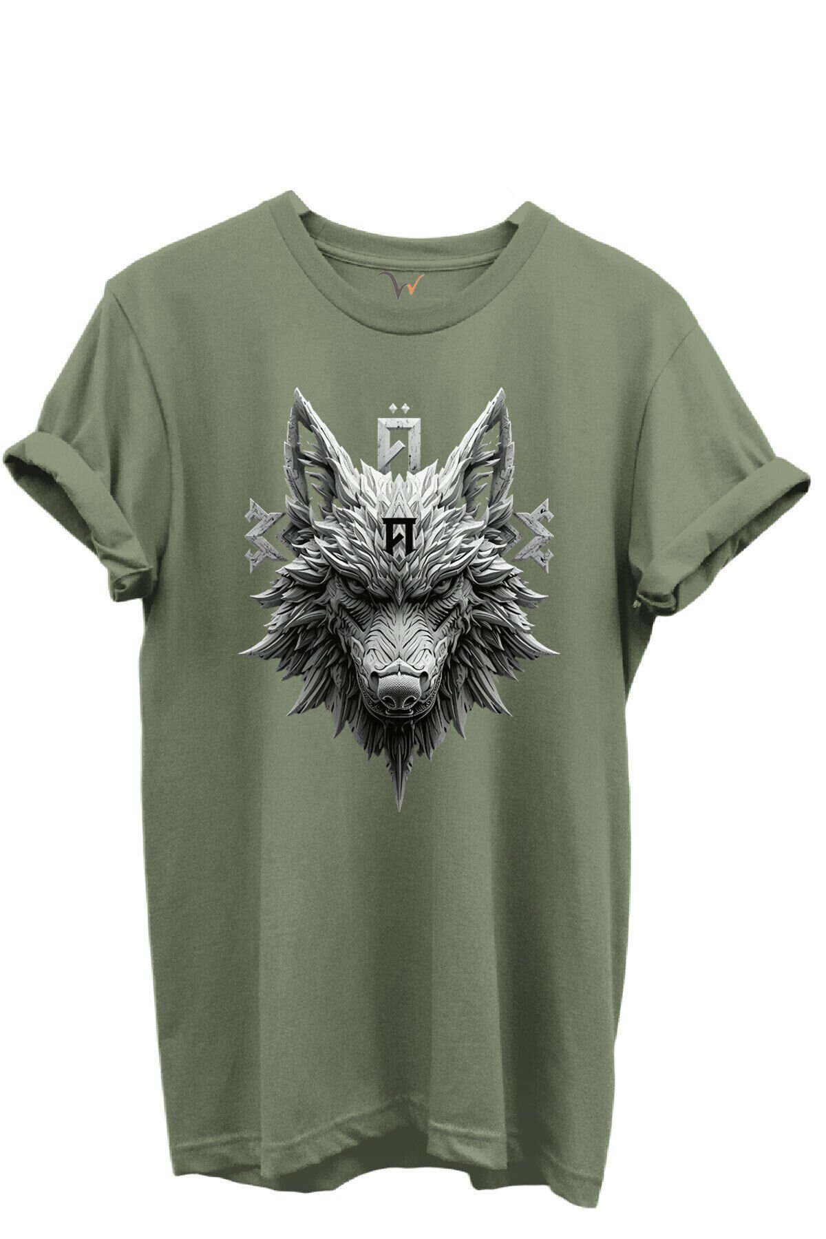 KURT ve TÜRK Özel Koleksiyon Serisi-5 Tasarım Baskılı %100 Pamuk T-shirt Haki - L