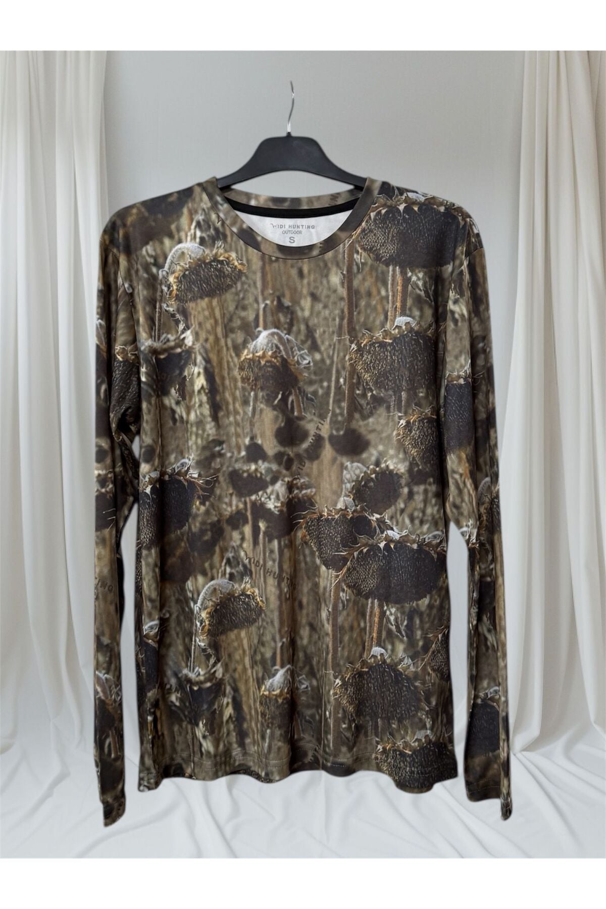 Ayçiçek Desen Baskılı Widi Hunting Avcı Regular Fit Bisiklet Yaka Uzun Kol DRY TOUCH T-Shirt