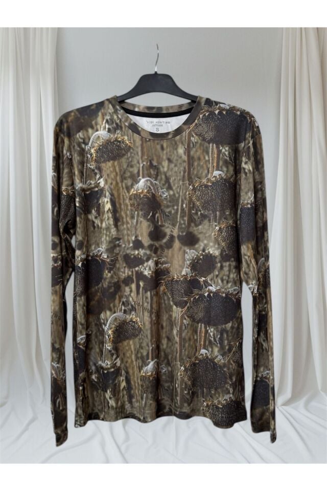 Ayçiçek Desen Baskılı Widi Hunting Avcı Regular Fit Bisiklet Yaka Uzun Kol DRY TOUCH T-Shirt