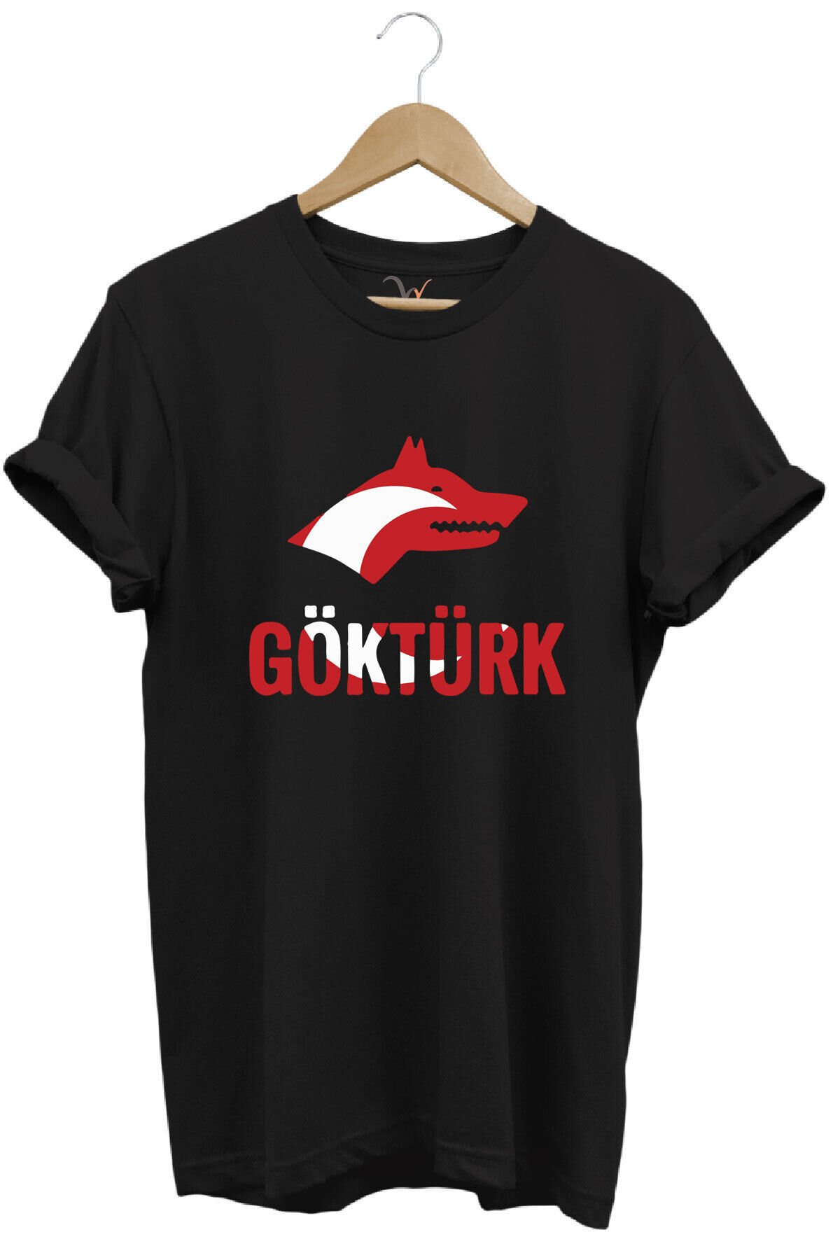 TÜRKİYE TÜRKÇÜ BOZKURT BASKILI AY YILDIZ KIRMIZI BEYAZ KURT VE GÖKTÜRK YAZISI Regular Fit T-Shirt Siyah - M