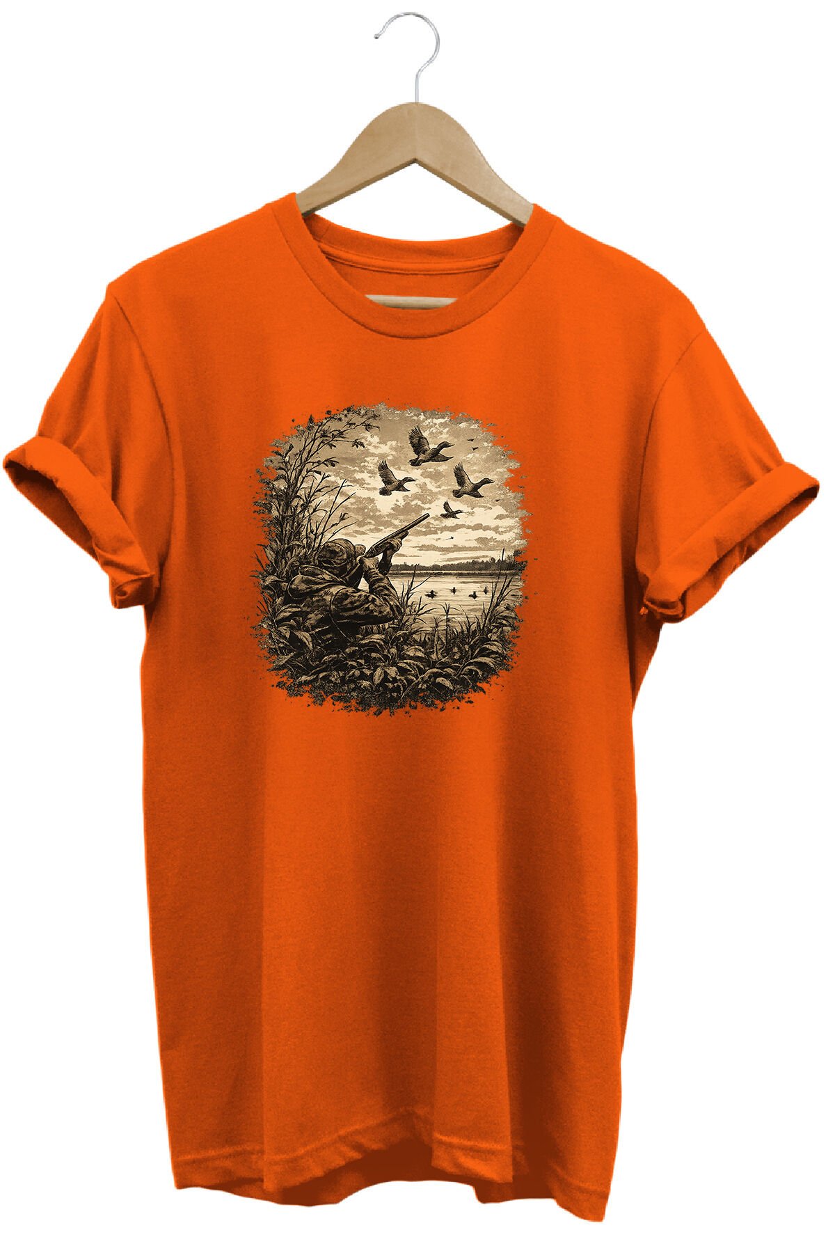 Huntwear Atıcılık ve Arazi Köpeği Baskılı Doğa Tişörtü Outdoor Giyim Turuncu - 2XL