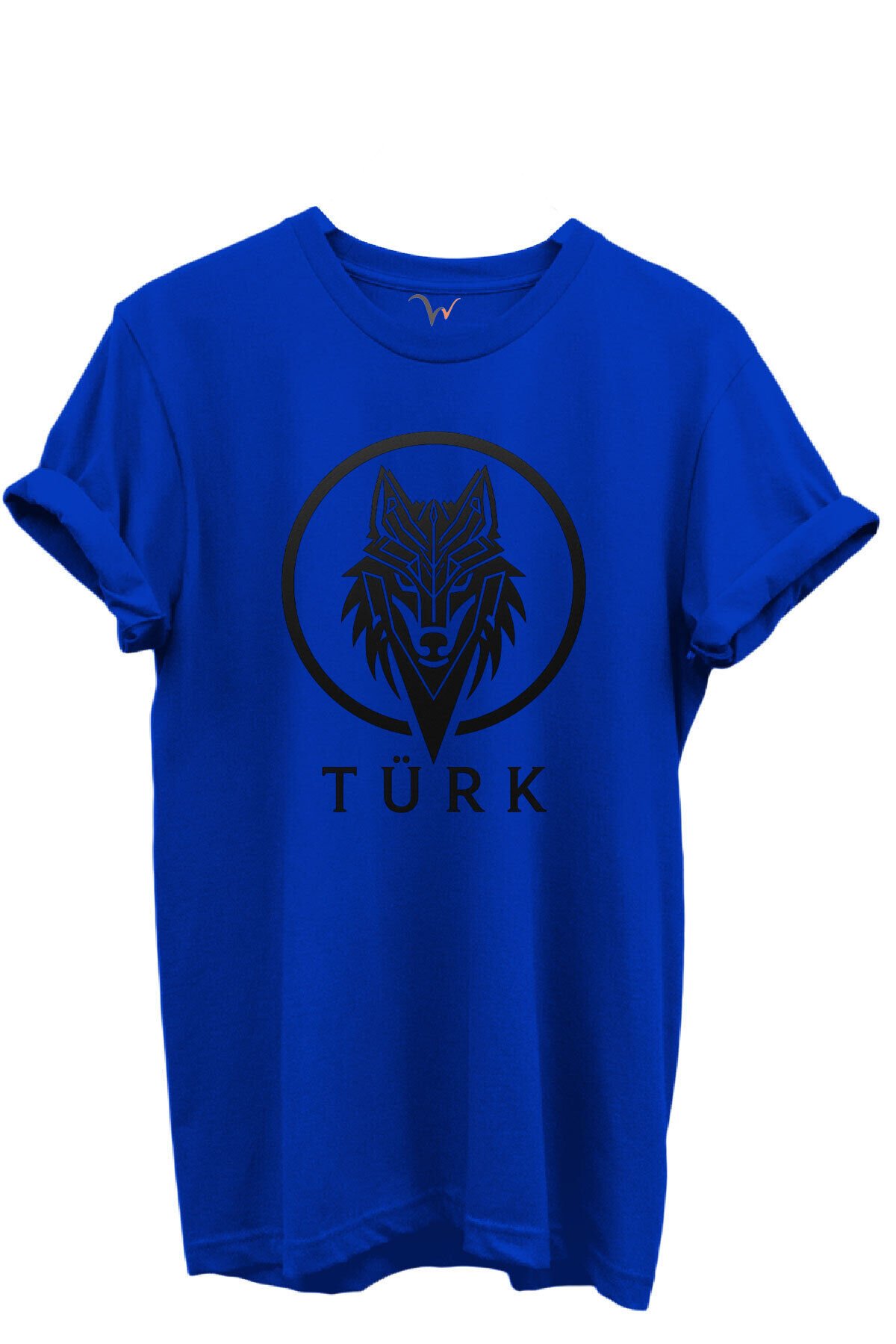 KURT ve TÜRK Özel Koleksiyon Serisi-6 Tasarım Baskılı %100 Pamuk T-shirt Saks Mavi - 3XL
