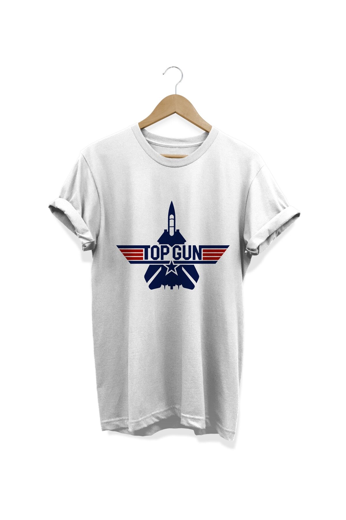 Top Gun Baskılı Beyaz T-shirt